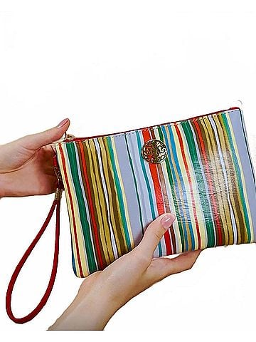 Rebecca and Rifka Women's Stripe Print Wristlet in Multi (view 2)