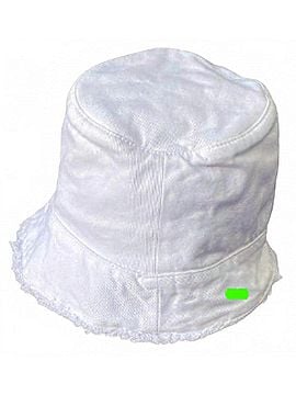 Kseniaschnaider Denim Bucket Hat With Fringed Edges in White (view 1)