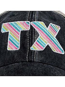 Katydid Collection Women's Tx Embroidered Distressed Trucker Hat in Multicolor Stripe (view 2)