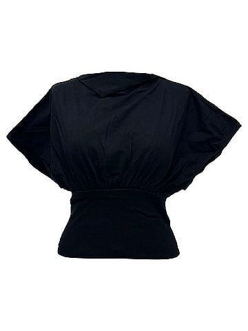 Rick Owens Rick Owens Boat Neck Short Sleeve Blouse in Black Cotton (view 1)
