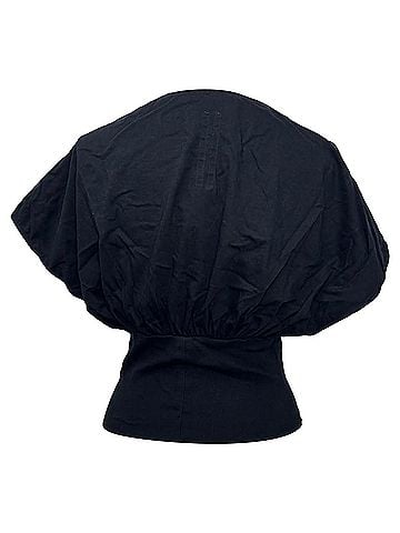 Rick Owens Rick Owens Boat Neck Short Sleeve Blouse in Black Cotton (view 2)
