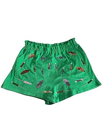 Sparkles Green Terry Cloth Umbrella Short Shorts (view 1)