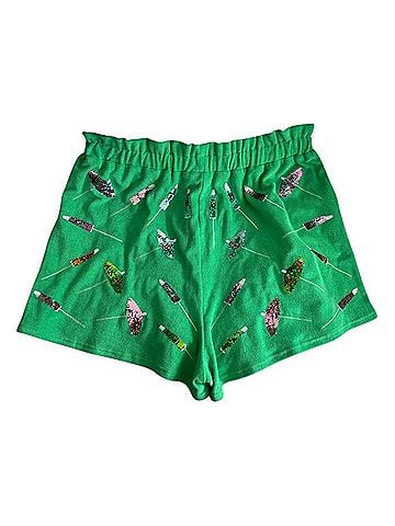 Sparkles Green Terry Cloth Umbrella Short Shorts (view 2)