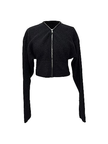 Rick Owens Rick Owens Batwing Klaus Zip Cardigan in Black Alpaca Wool (view 1)