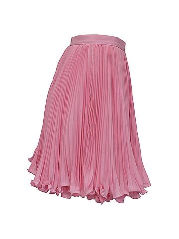 Balmain Balmain Pleated Ruffled Mini Skirt in Pink Polyester (view 2)