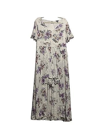 Torrid Ivory Floral Maxi Challis Walk-Through Dress Romper Duster Jumpsuit (view 2)
