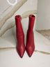 Aqua 100% Leather Red Ankle Boots Size 7 - photo 4
