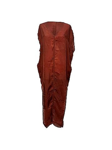 Rick Owens Rick Owens Arrowhead Maxi Dress in Brown Cupro (view 1)