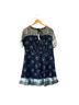 Ann Taylor 100% Polyester Damask White Blue Green Cocktail Dress Size 0 - photo 1