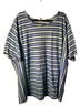 Ulla Popken 100% Cotton Stripes Blue Green Short Sleeve Blouse Size 24 - photo 1