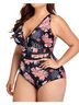 Summer Mae Tropical Black Orange One Piece Swimsuit Size 18 - photo 4