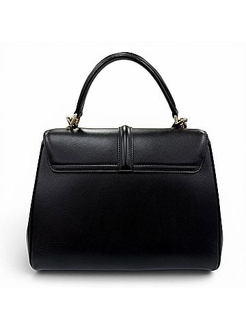 Céline CELINE Small 16 Seize Satinated Calfskin 2-Way Handbag/Shoulder Bag, Black with Gold Hardware, Made in Italy, Women's (view 2)