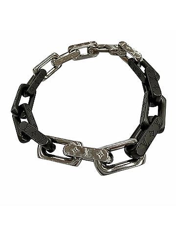 Louis Vuitton LOUIS VUITTON M00687 Monogram Chain Bracelet, Black and Silver, Size L, Made in Italy, Men's Accessory (view 1)