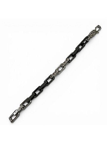 Louis Vuitton LOUIS VUITTON M00687 Monogram Chain Bracelet, Black and Silver, Size L, Made in Italy, Men's Accessory (view 2)