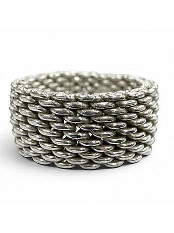 Tiffany & Co. TIFFANY&amp;Co. Tiffany Somerset 925 Mesh Ring, Silver, Weight 8.6g, Men's/Women's Accessory (view 1)