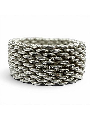 Tiffany & Co. TIFFANY&amp;Co. Tiffany Somerset 925 Mesh Ring, Silver, Weight 8.6g, Men's/Women's Accessory (view 2)