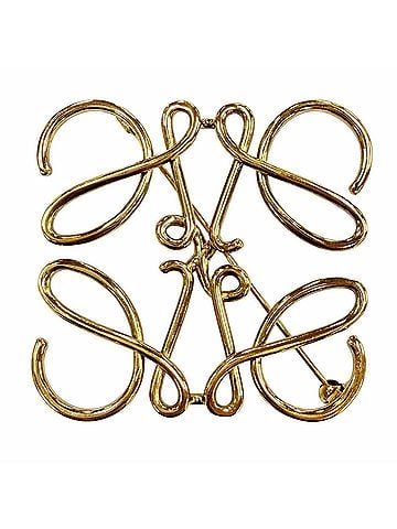 Loewe LOEWE Anagram logo brooch, 5x5cm, gold, women's accessory. (view 1)