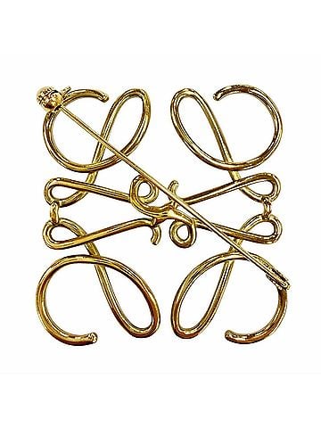 Loewe LOEWE Anagram logo brooch, 5x5cm, gold, women's accessory. (view 2)