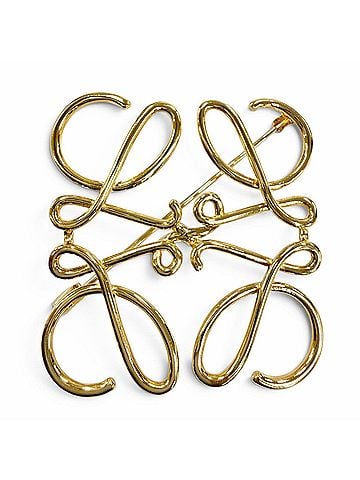Loewe LOEWE metal anagram logo brooch, 5x5cm, gold, women's, with box and dust bag. (view 1)