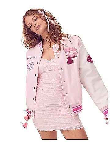 Pink Boyfriend Varsity Jacket Jacket (view 1)