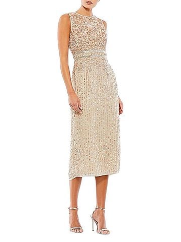 Mac Duggal Mac Duggal 10509 Sleeveless High Neck Sequin Midi Sheath Dress Sz 4 NWT $298 Cocktail Dress (view 1)