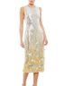 Mac Duggal 100% Polyester Floral Silver Gold Cocktail Dress Size 2 - photo 1