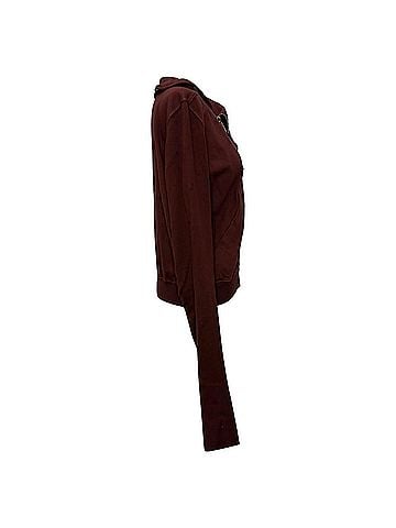 Rick Owens Rick Owens Asymmetric Zip-Up Sweatshirt in Burgundy Cotton (view 2)