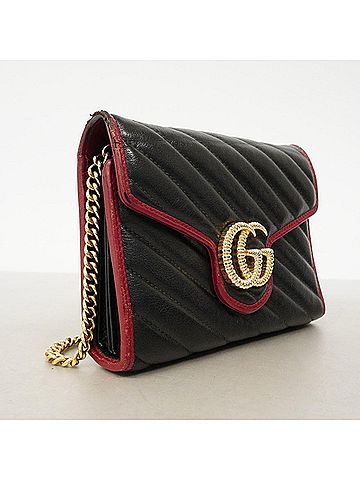 Gucci Gucci GG Marmont 573807 Leather Shoulder Wallet (Black) for Women (view 2)