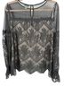 Sundance 66% Rayon 34% Nylon 100% Nylon 100% Rayon Floral Black Long Sleeve Blouse Size XS - photo 2