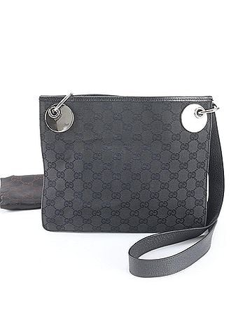 Gucci Excellent condition Gucci GG canvas 120841 leather shoulder bag, handbag, tote black, women's. (view 1)