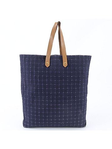 Hermès Excellent condition Hermes Amedaba GM leather and canvas tote bag, handbag, shoulder navy blue, men's. (view 1)
