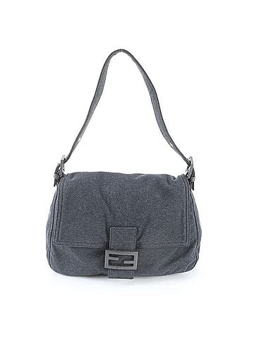 Fendi Mint condition Fendi Mamma Bucket FF leather and canvas shoulder bag/handbag in gray for women. (view 1)