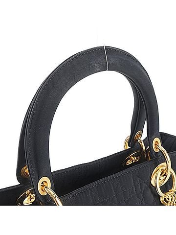 Christian Dior Excellent condition Christian Dior Cannage Lady leather handbag, black, brand name, women's. (view 2)