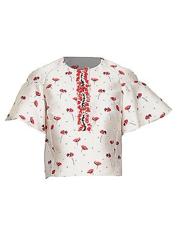 Giambattista Valli GIAMBATTISTA VALLI 2014 poppy floral ruffle beaded embellished crop top IT40 XS (view 1)