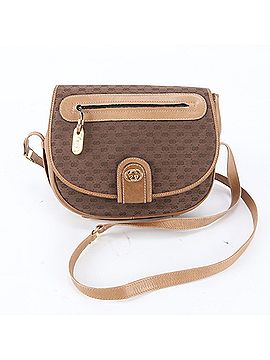Gucci Excellent condition vintage Gucci Micro GG leather shoulder bag/crossbody bag in brown for women. (view 1)