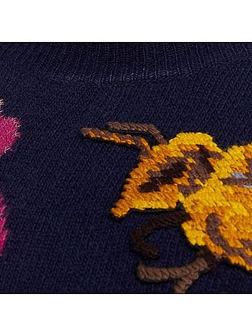 Gucci GUCCI 2017navy wool Floral Bee needlepoint embroidery sweater XS (view 2)