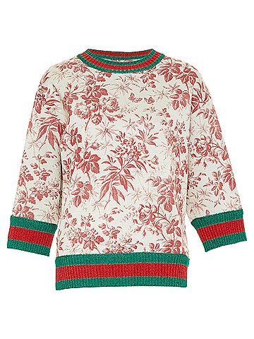 Gucci GUCCI 2016 Herbarium Floral grey pink bloom metallic web sweatshirt S (view 1)