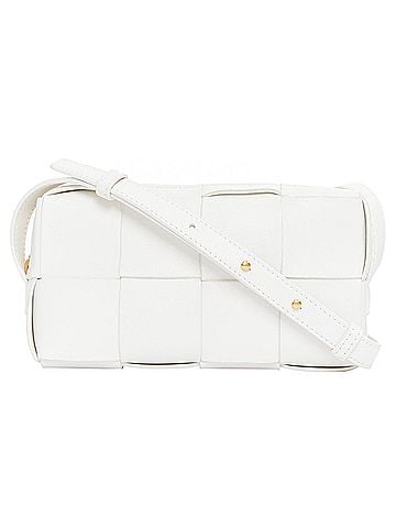 Bottega Veneta BOTTEGA VENETA Mini Cassette white lambskin Maxi Intrecciato crossbody bag (view 1)