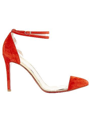 Christian Louboutin Christian Louboutin Un Bout 100 Veau Velours mandarin red Pvc pump EU37.5 (view 1)
