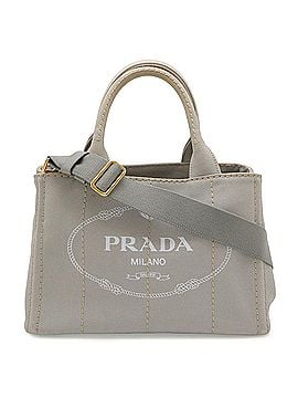 Prada PRADA Canapa Tote Bag, Handbag, Shoulder Striped Canvas, Light Gray, 1BG439 (view 1)