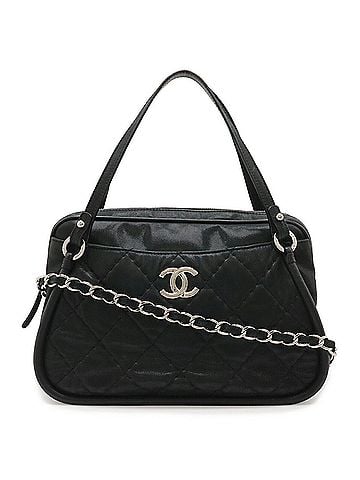 Chanel CHANEL Wild Stitch Handbag Chain Shoulder Bag Sparkle Leather Glitter Black (view 2)