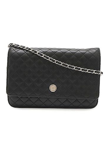 Chanel CHANEL Micro Matelassé Wallet Chain Shoulder Bag Pouch Leather Black (view 2)