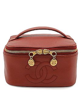 Chanel CHANEL Coco Mark Vanity Bag, Handbag, Pouch, Caviar Leather, Red, A01997 (view 1)