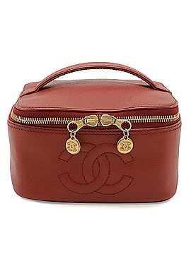Chanel CHANEL Coco Mark Vanity Bag, Handbag, Pouch, Caviar Leather, Red, A01997 (view 2)