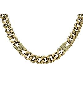 Chanel CHANEL Coco Mark Curved Chain Necklace Choker GP Enamel Gold Ivory B22S AB8298 (view 2)