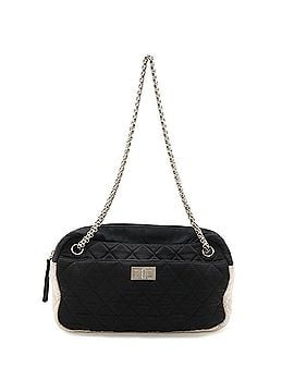 Chanel CHANEL 2.55 Shoulder Bag Chain Bicolor Satin Canvas Black Ivory White (view 2)