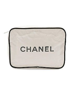Chanel CHANEL Travel Pouch Handbag Vinyl White Black (view 2)