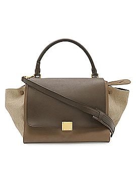 Céline CELINE Trapeze Handbag/Shoulder Bag, Leather/Canvas, Gray/Beige/Natural (view 2)