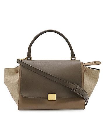 Céline CELINE Trapeze Handbag/Shoulder Bag, Leather/Canvas, Gray/Beige/Natural (view 2)