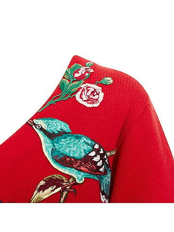 Gucci GUCCI 2017 Runway red wool Loved Bird floral embroidered red wool sweater S (view 2)